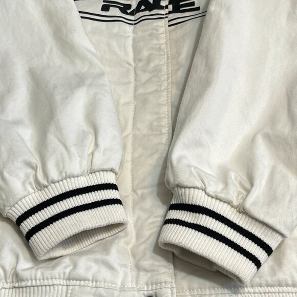 H&M Divided M Ivory Racing Jacket Bomber Varsity Puffer Women Streetwear Y2K - Picture 3 of 8